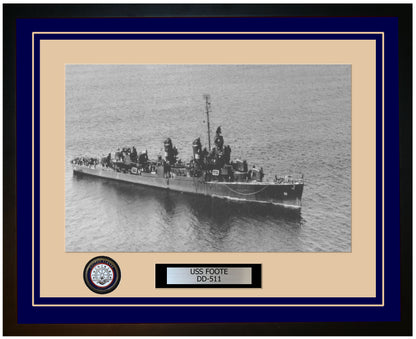 USS FOOTE DD-511 Framed Navy Ship Photo Blue