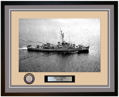 USS Coates DE-685 Framed Navy Ship Photo Grey