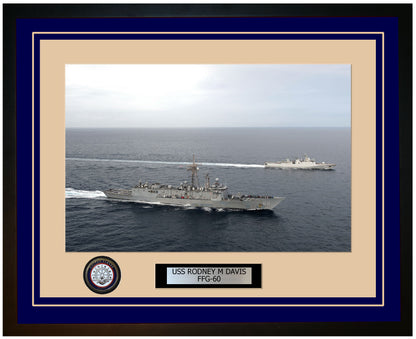 USS RODNEY M DAVIS FFG-60 Framed Navy Ship Photo Blue