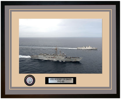 USS RODNEY M DAVIS FFG-60 Framed Navy Ship Photo Grey