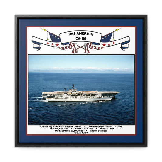 USS America CV-66 Navy Floating Frame Photo Front View