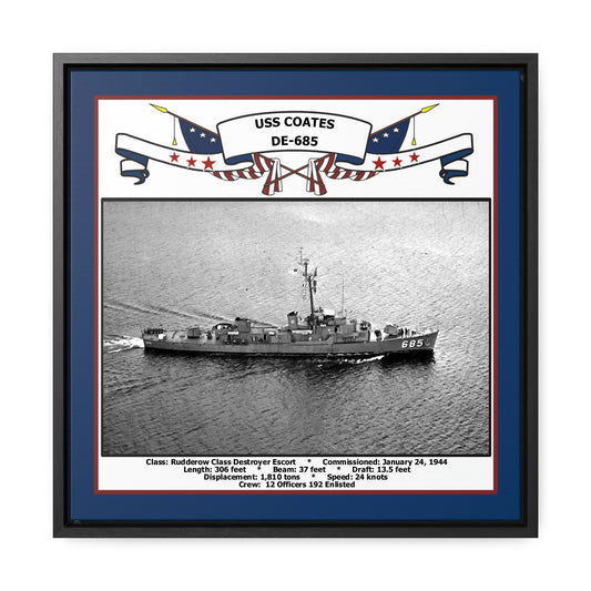 USS Coates DE-685 Navy Floating Frame Photo Front View