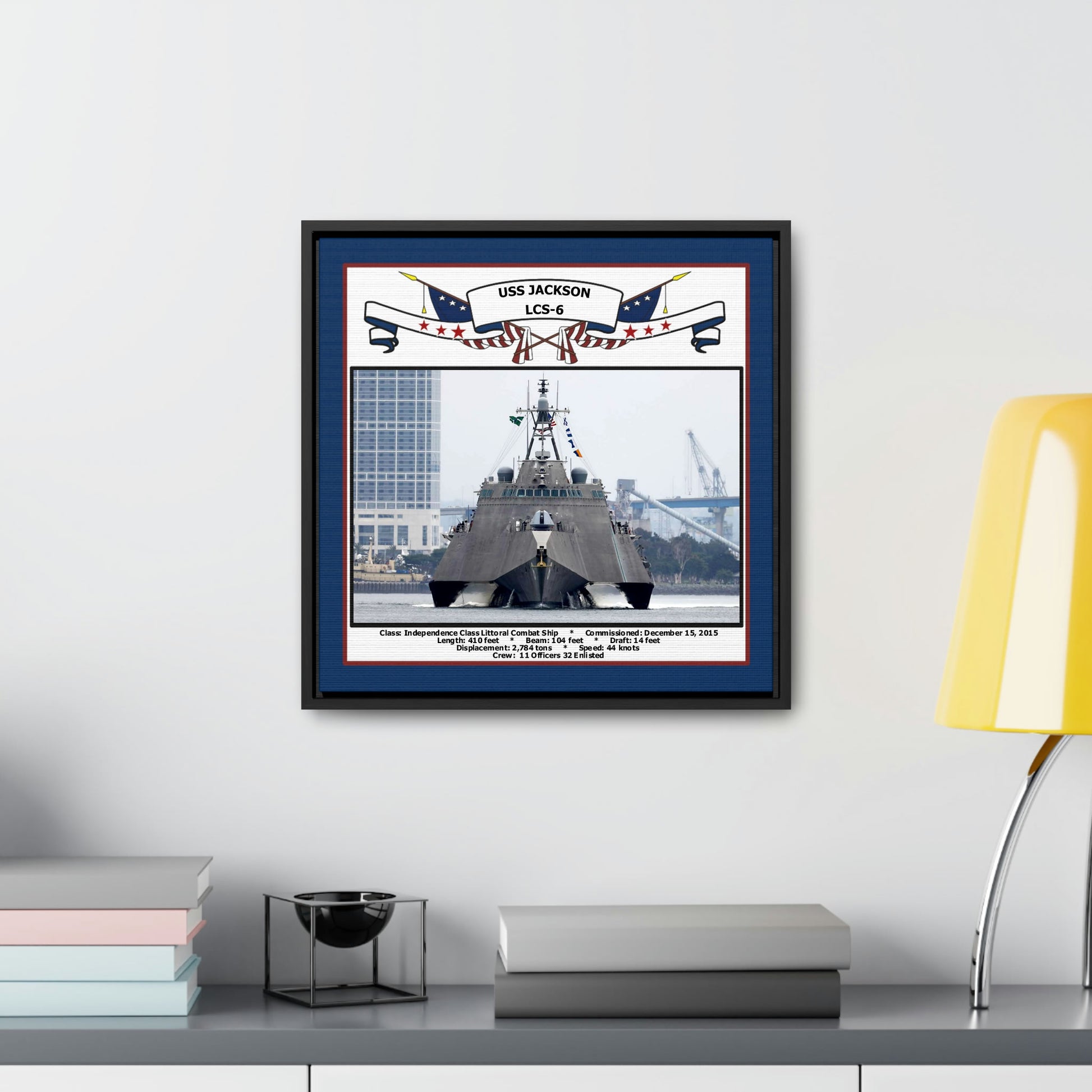 USS Jackson LCS-6 Navy Floating Frame Photo Desk View