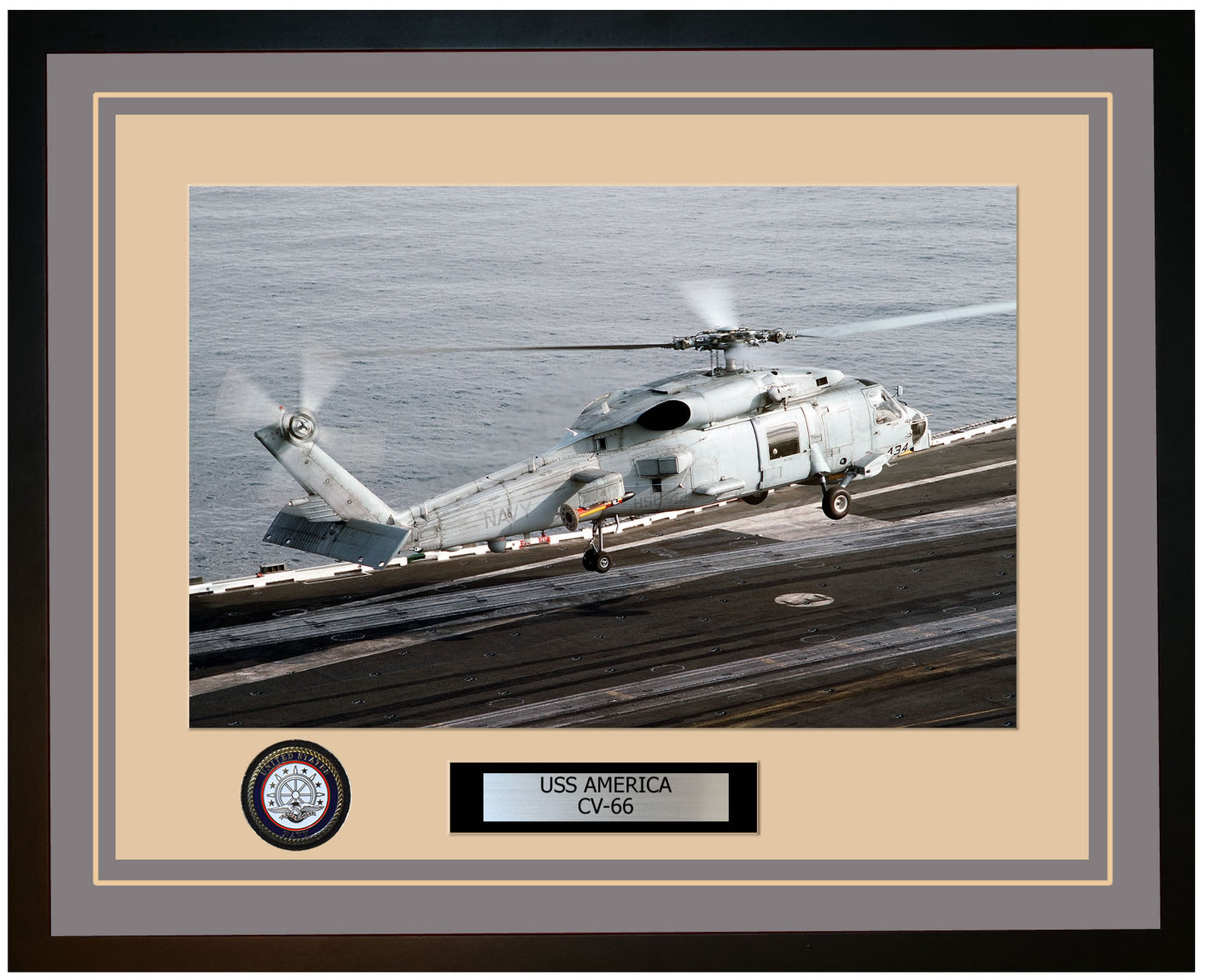 USS AMERICA CV-66 Framed Navy Ship Photo Grey