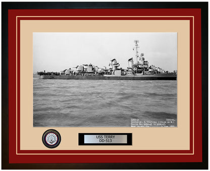 USS TERRY DD-513 Framed Navy Ship Photo Burgundy