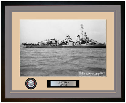 USS TERRY DD-513 Framed Navy Ship Photo Grey