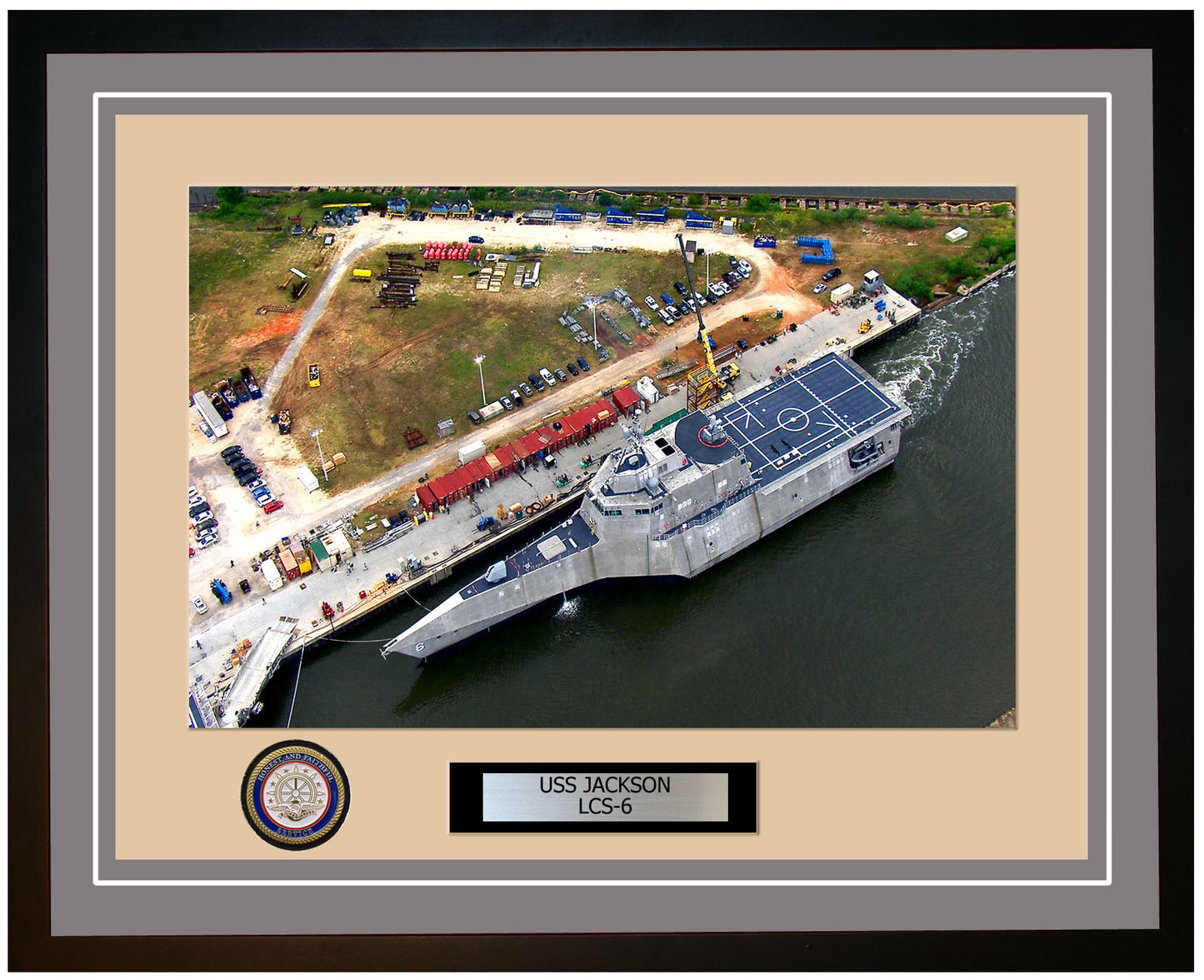 USS Jackson LCS-6 Framed Navy Ship Photo Grey