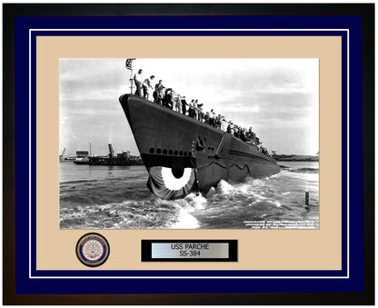 USS Parche SS-384 Framed Navy Ship Photo Blue
