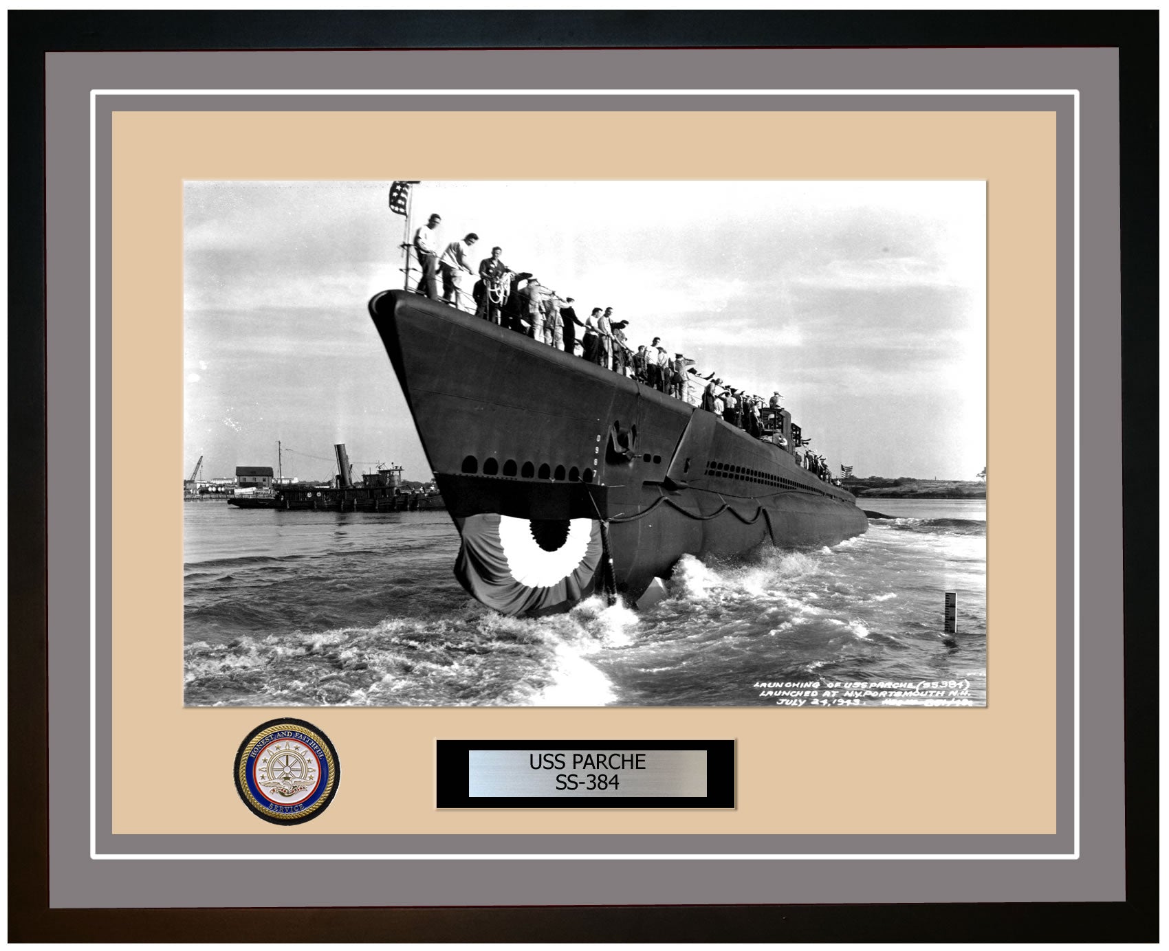 USS Parche SS-384 Framed Navy Ship Photo Grey