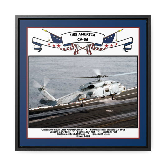 USS America CV-66 Navy Floating Frame Photo Front View