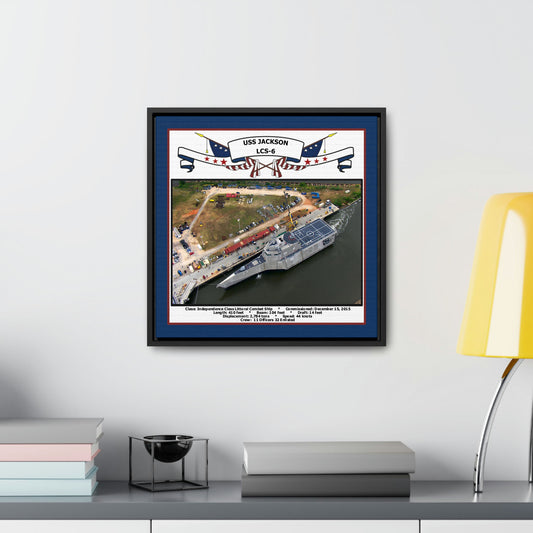 USS Jackson LCS-6 Navy Floating Frame Photo Desk View