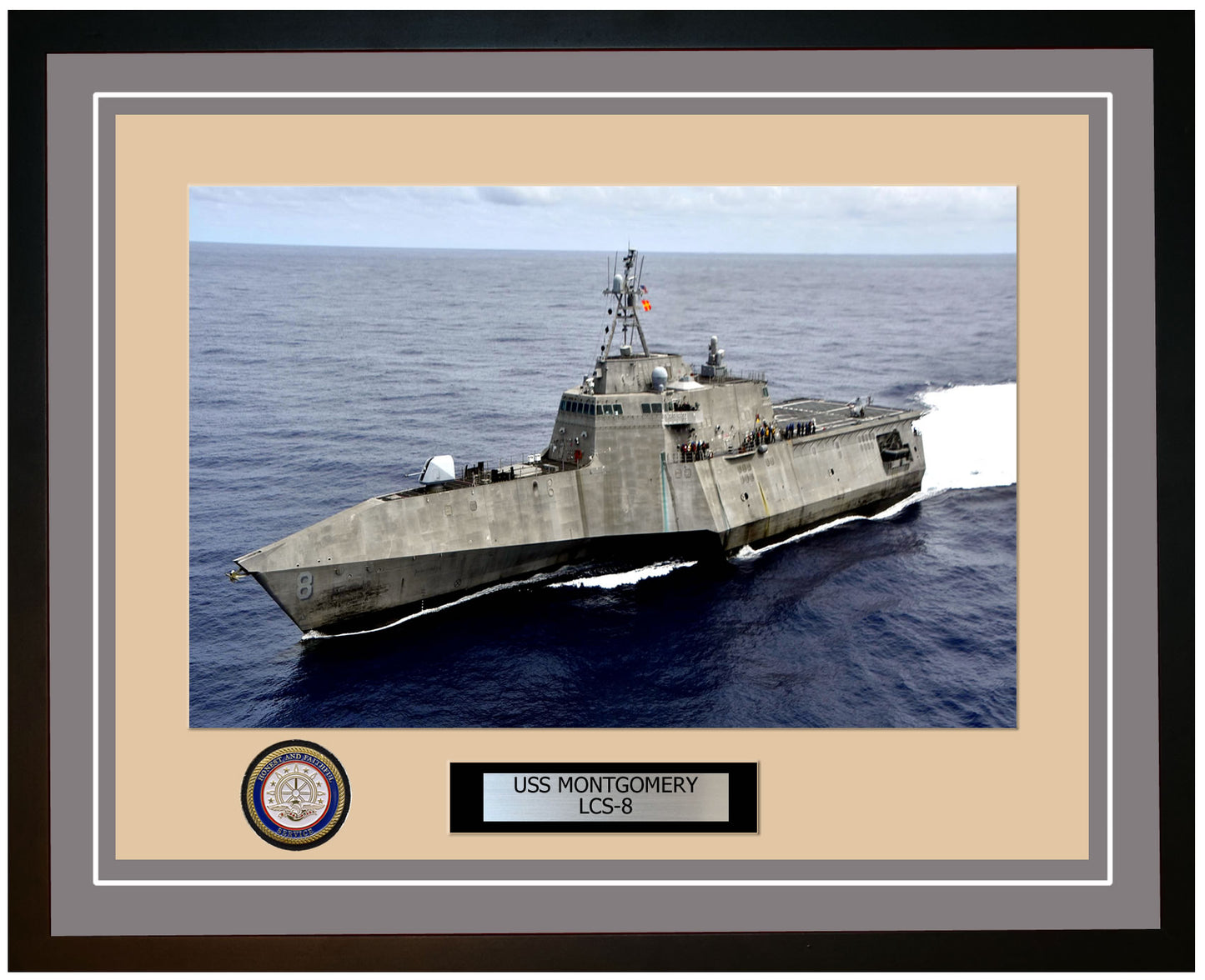 USS Montgomery LCS-8 Framed Navy Ship Photo Grey