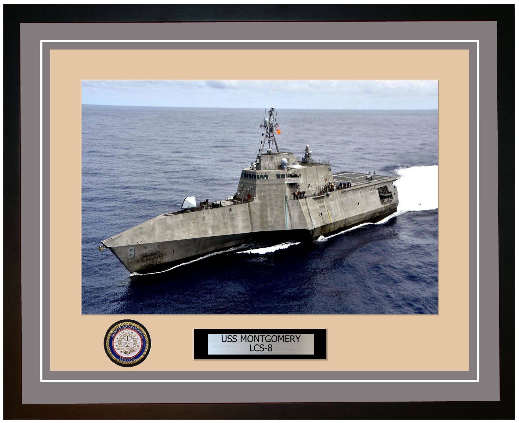 USS Montgomery LCS-8 Framed Navy Ship Photo Grey