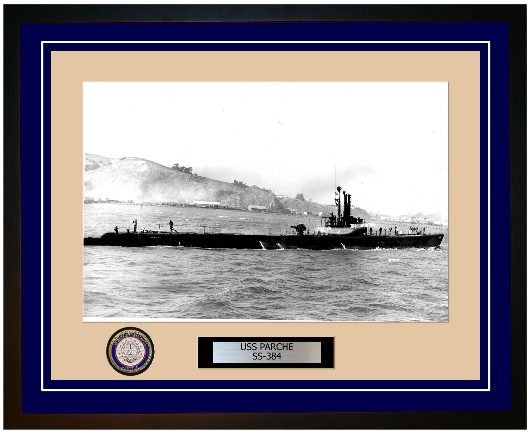 USS Parche SS-384 Framed Navy Ship Photo Blue