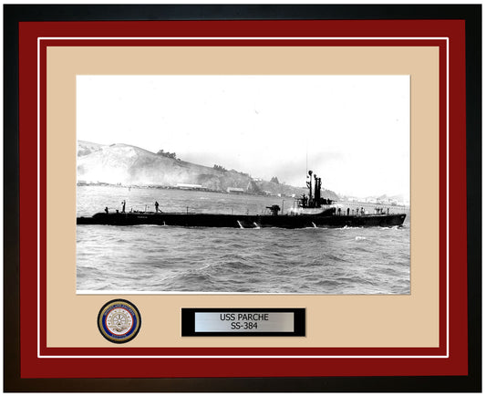 USS Parche SS-384 Framed Navy Ship Photo Burgundy