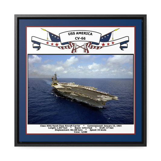 USS America CV-66 Navy Floating Frame Photo Front View