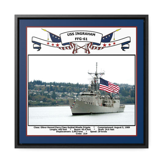 USS Ingraham FFG-61 Navy Floating Frame Photo Front View