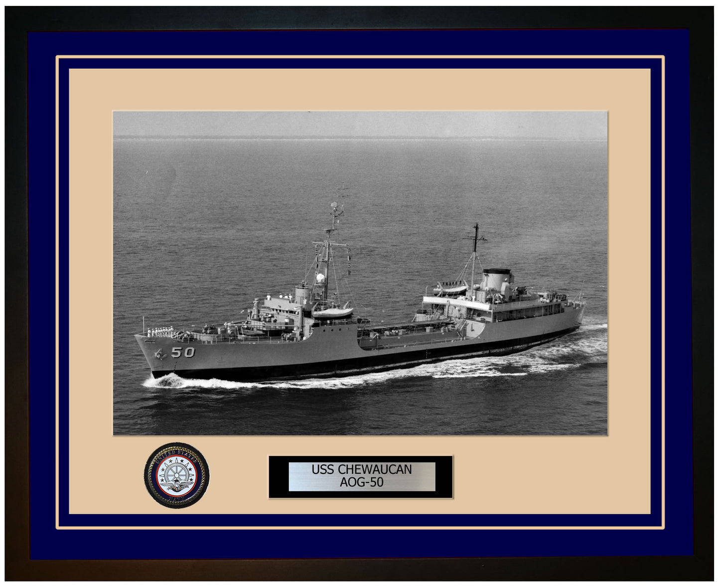 USS CHEWAUCAN AOG-50 Framed Navy Ship Photo Blue