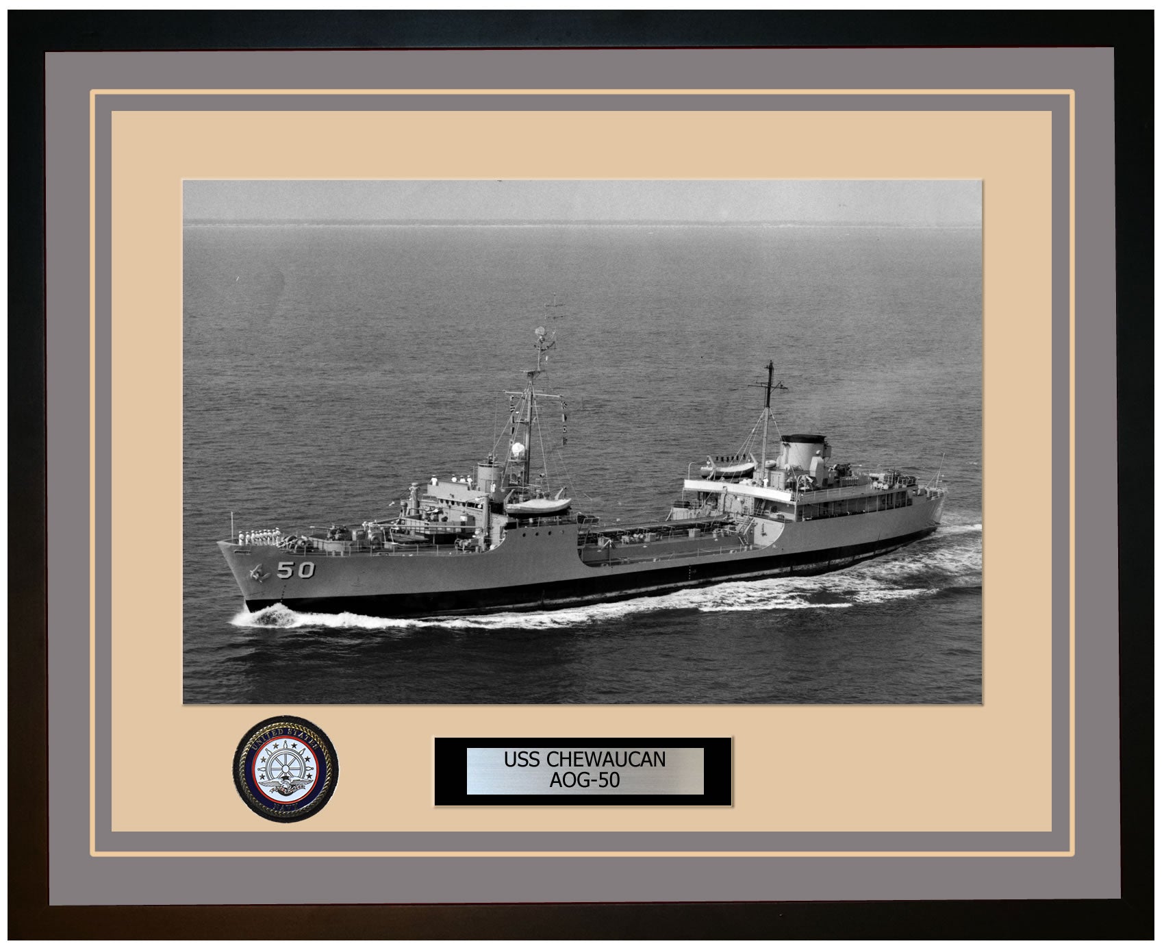 USS CHEWAUCAN AOG-50 Framed Navy Ship Photo Grey