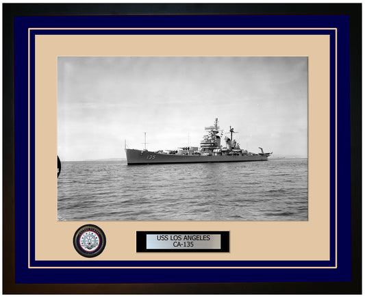 USS LOS ANGELES CA-135 Framed Navy Ship Photo Blue