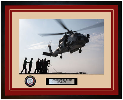 USS JASON DUNHAM DDG-109 Framed Navy Ship Photo Burgundy