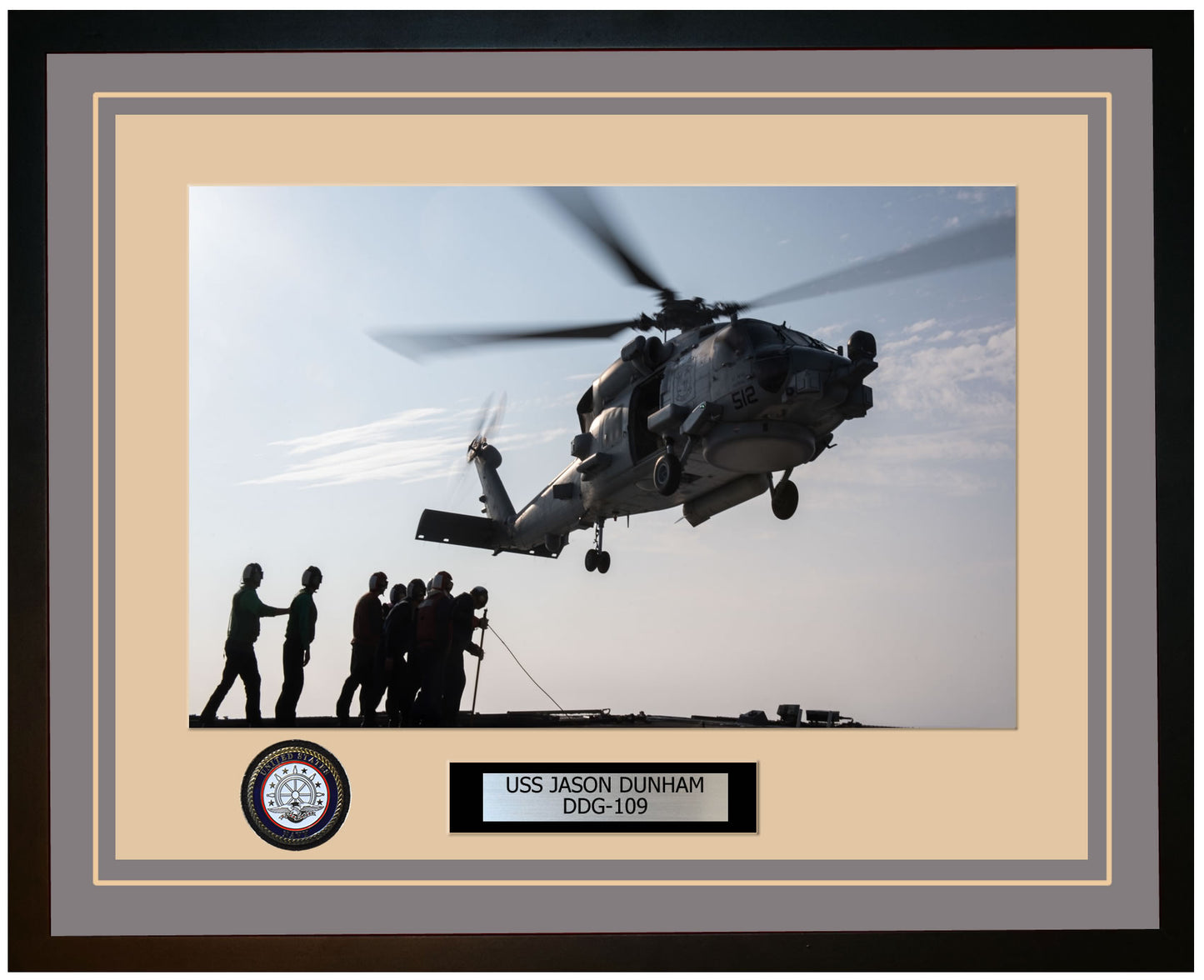 USS JASON DUNHAM DDG-109 Framed Navy Ship Photo Grey