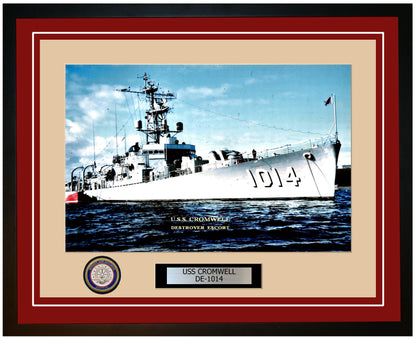 USS Cromwell DE-1014 Framed Navy Ship Photo Burgundy