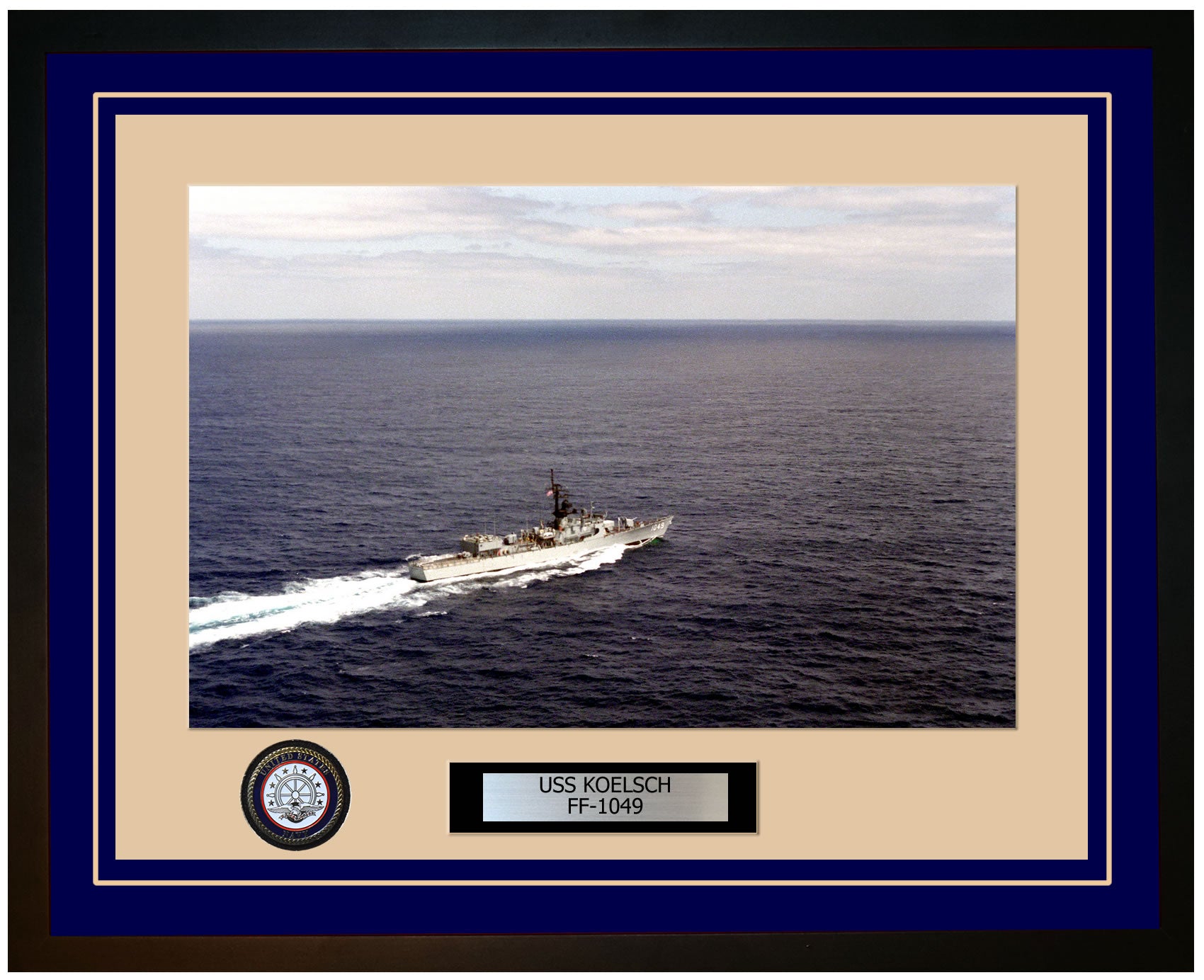 USS KOELSCH FF-1049 Framed Navy Ship Photo Blue