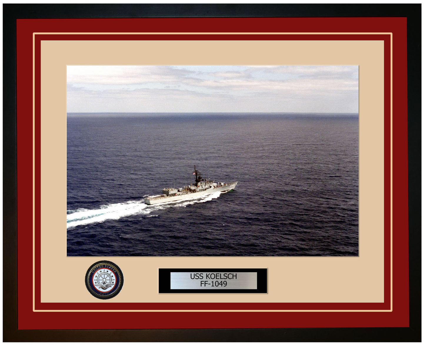 USS KOELSCH FF-1049 Framed Navy Ship Photo Burgundy