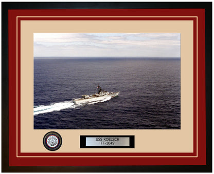 USS KOELSCH FF-1049 Framed Navy Ship Photo Burgundy
