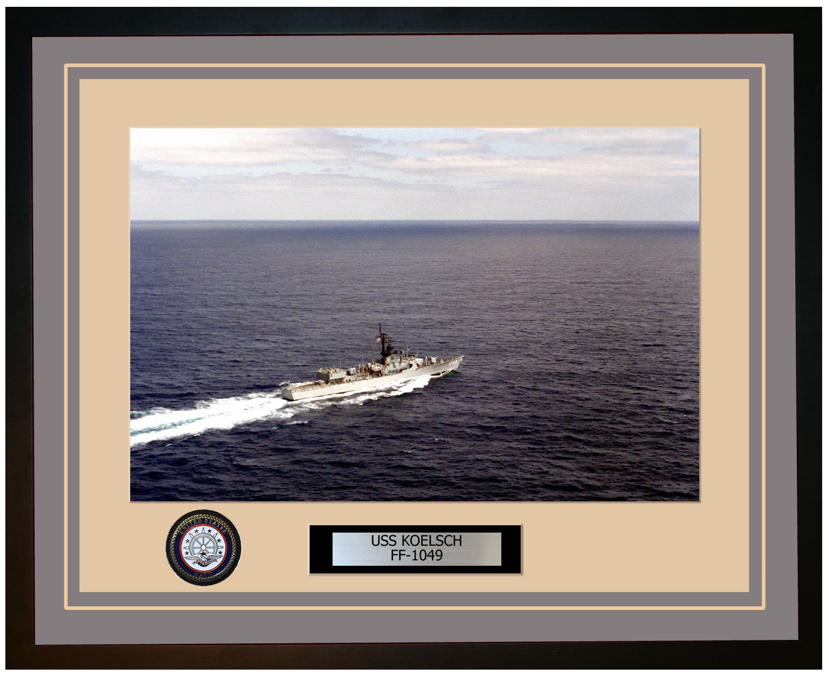 USS KOELSCH FF-1049 Framed Navy Ship Photo Grey