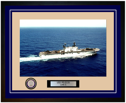 USS Peleliu LHA-5 Framed Navy Ship Photo Blue
