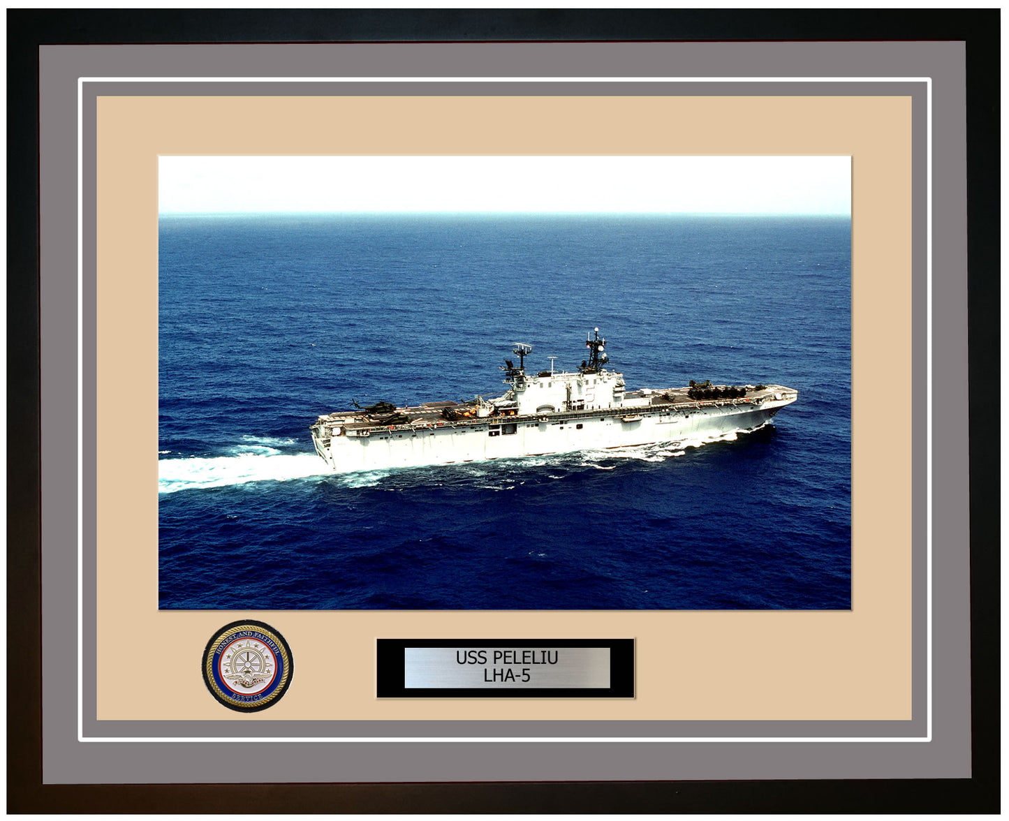 USS Peleliu LHA-5 Framed Navy Ship Photo Grey