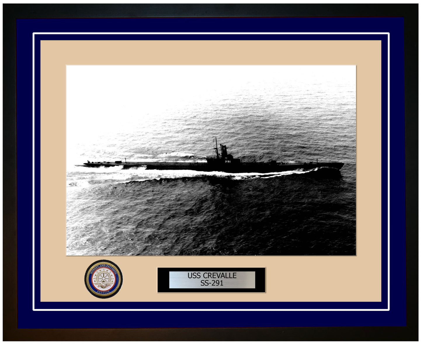 USS Crevalle SS-291 Framed Navy Ship Photo Blue