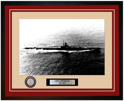 USS Crevalle SS-291 Framed Navy Ship Photo Burgundy