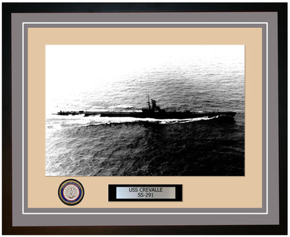 USS Crevalle SS-291 Framed Navy Ship Photo Grey