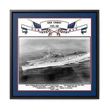 USS Cabot CVL-28 Navy Floating Frame Photo Front View