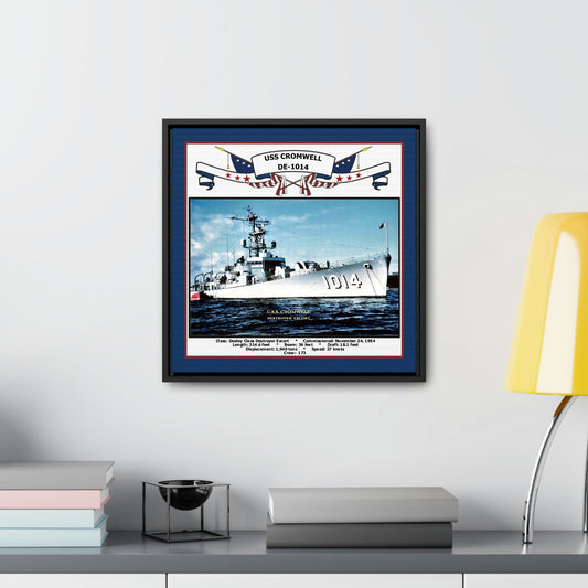 USS Cromwell DE-1014 Navy Floating Frame Photo Desk View
