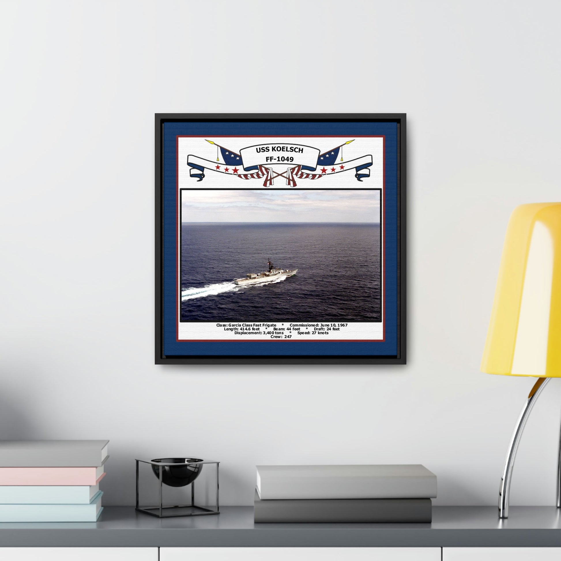 USS Koelsch FF-1049 Navy Floating Frame Photo Desk View