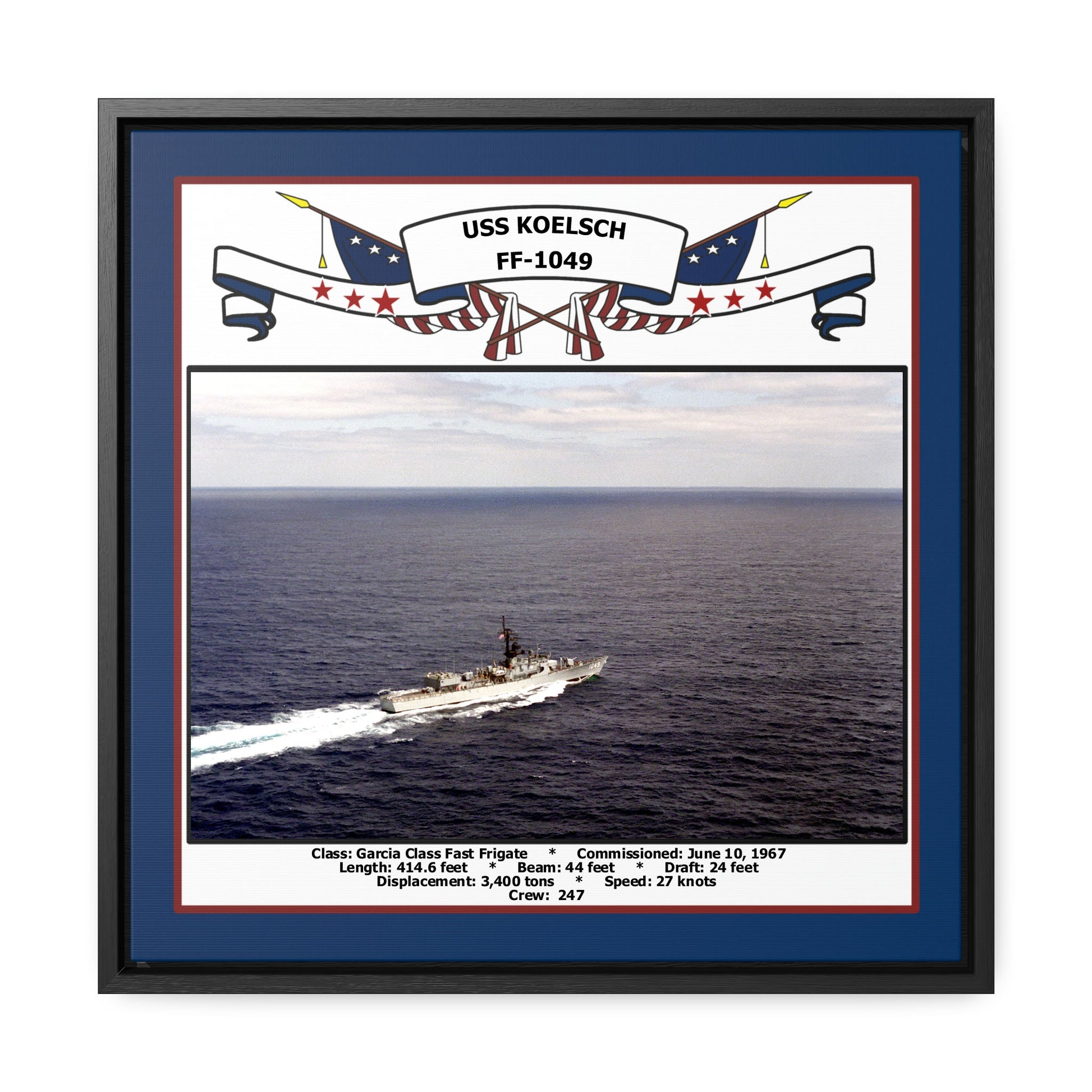 USS Koelsch FF-1049 Navy Floating Frame Photo Front View