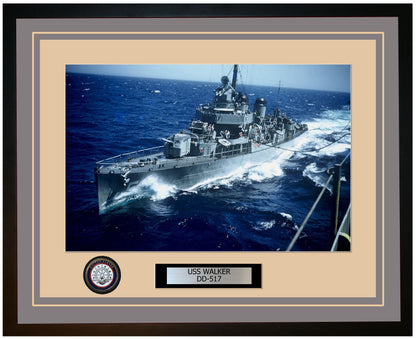 USS WALKER DD-517 Framed Navy Ship Photo Grey