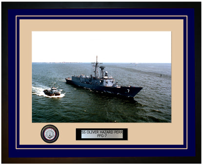 USS OLIVER HAZARD PERRY FFG-7 Framed Navy Ship Photo Blue