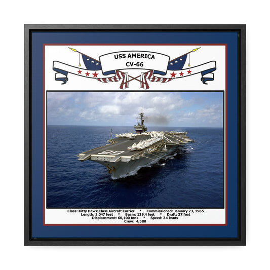 USS America CV-66 Navy Floating Frame Photo Front View