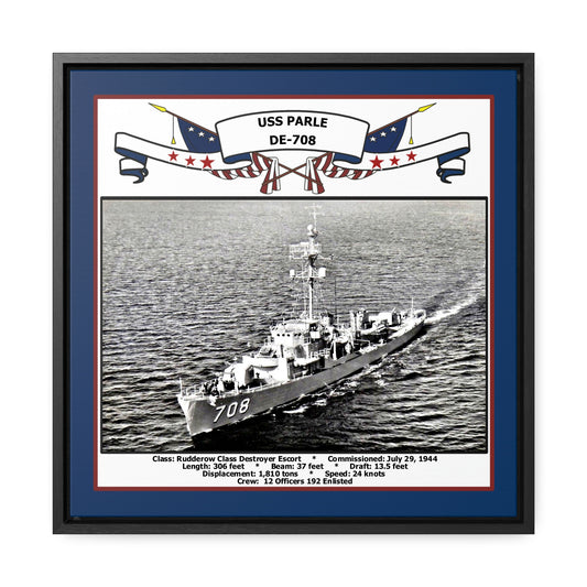 USS Parle DE-708 Navy Floating Frame Photo Front View