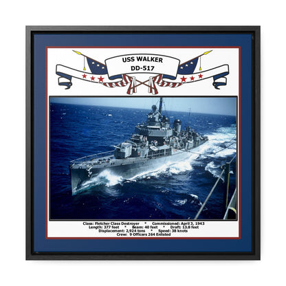 USS Walker DD-517 Navy Floating Frame Photo Front View