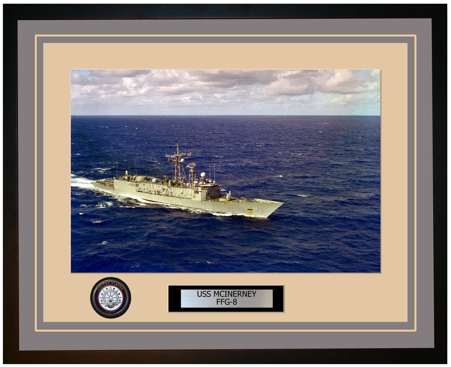 USS MCINERNEY FFG-8 Framed Navy Ship Photo Grey