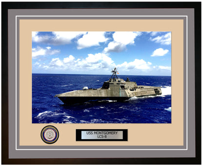 USS Montgomery LCS-8 Framed Navy Ship Photo Grey
