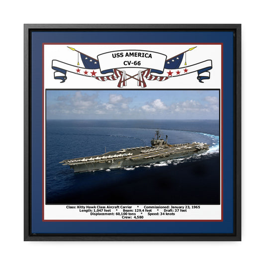 USS America CV-66 Navy Floating Frame Photo Front View