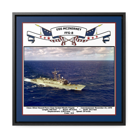 USS Mcinerney FFG-8 Navy Floating Frame Photo Front View