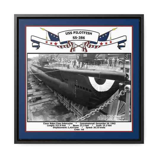 USS Pilotfish SS-386 Navy Floating Frame Photo Front View